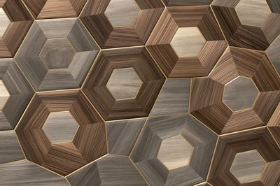 Wooden Hexagon Mosaic Abstract Poster.