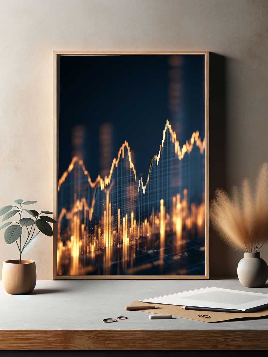 Golden Market Data Abstract Poster. — room view 2