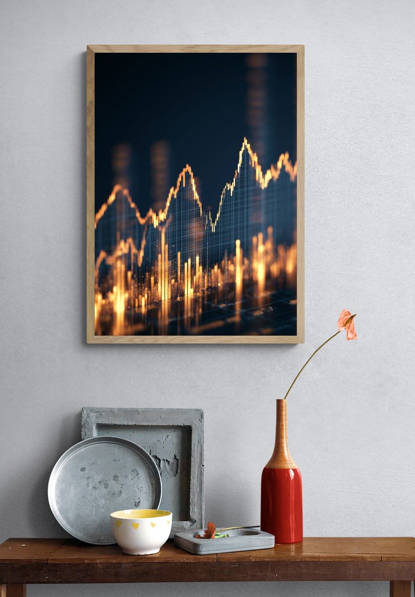 Golden Market Data Abstract Poster. — room view 3