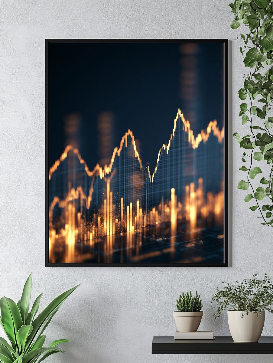 Golden Market Data Abstract Poster. — room view 4