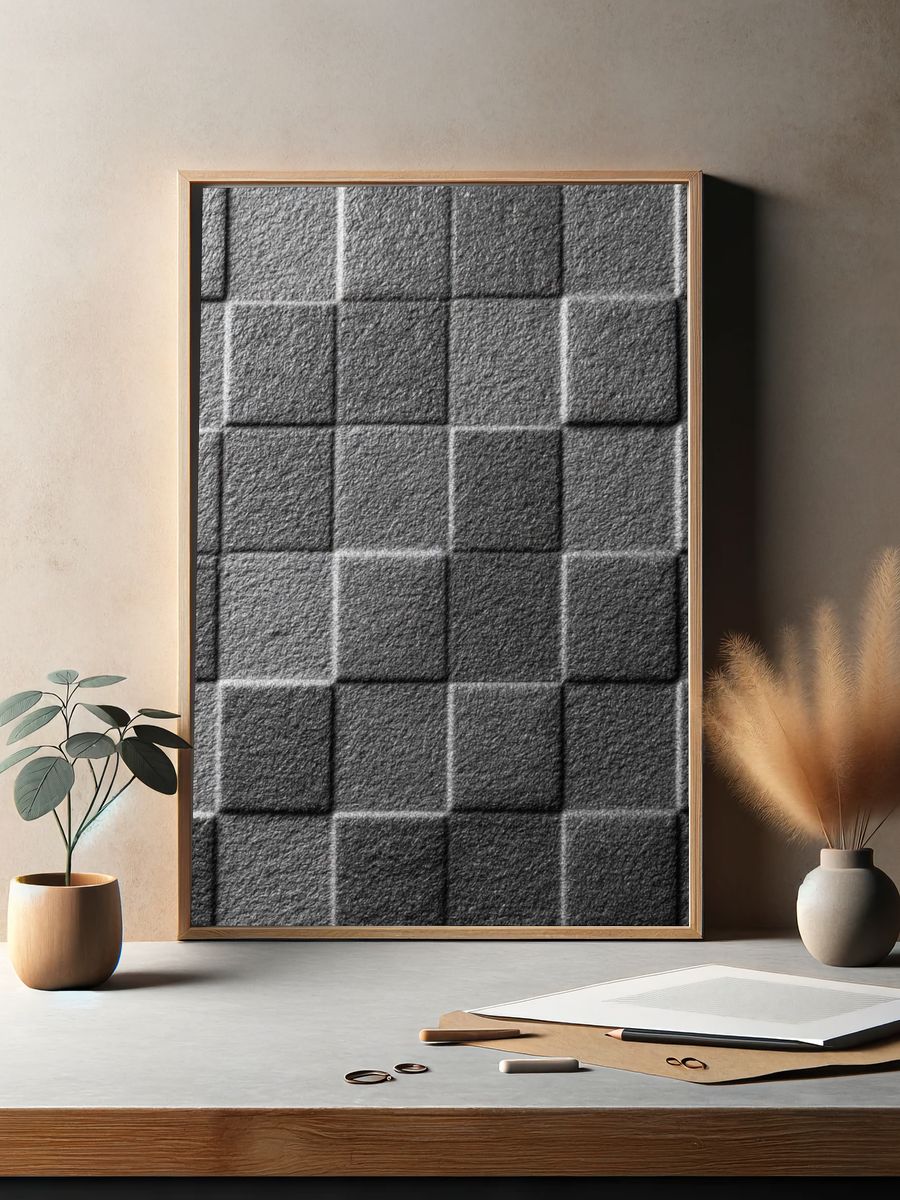 Textured Grid Abstract Poster. — room view 2