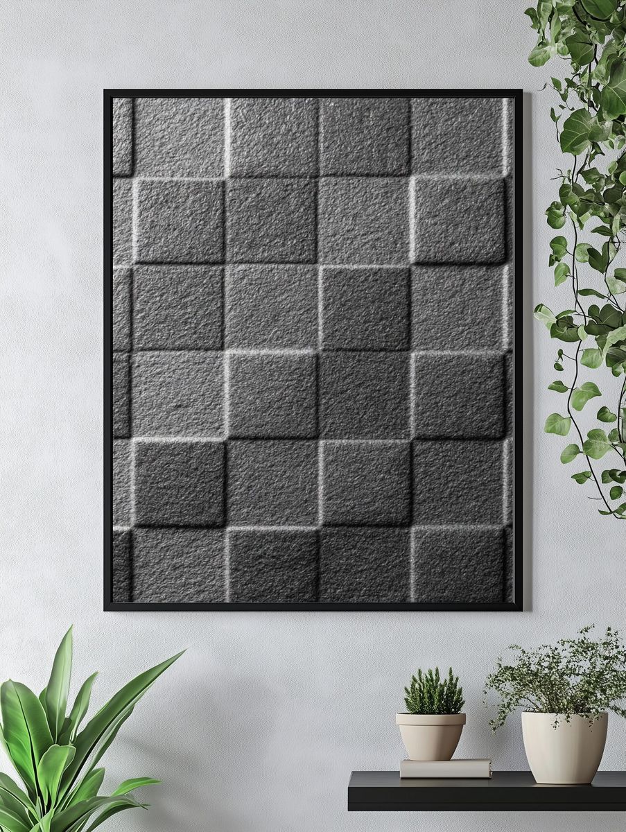 Textured Grid Abstract Poster. — room view 4