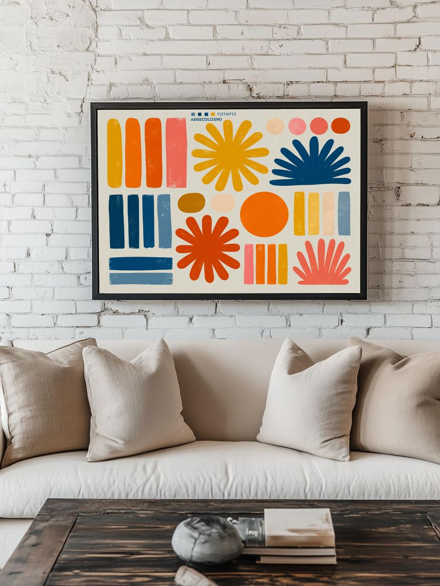 Retro Geometric Color Blocks Poster. room preview