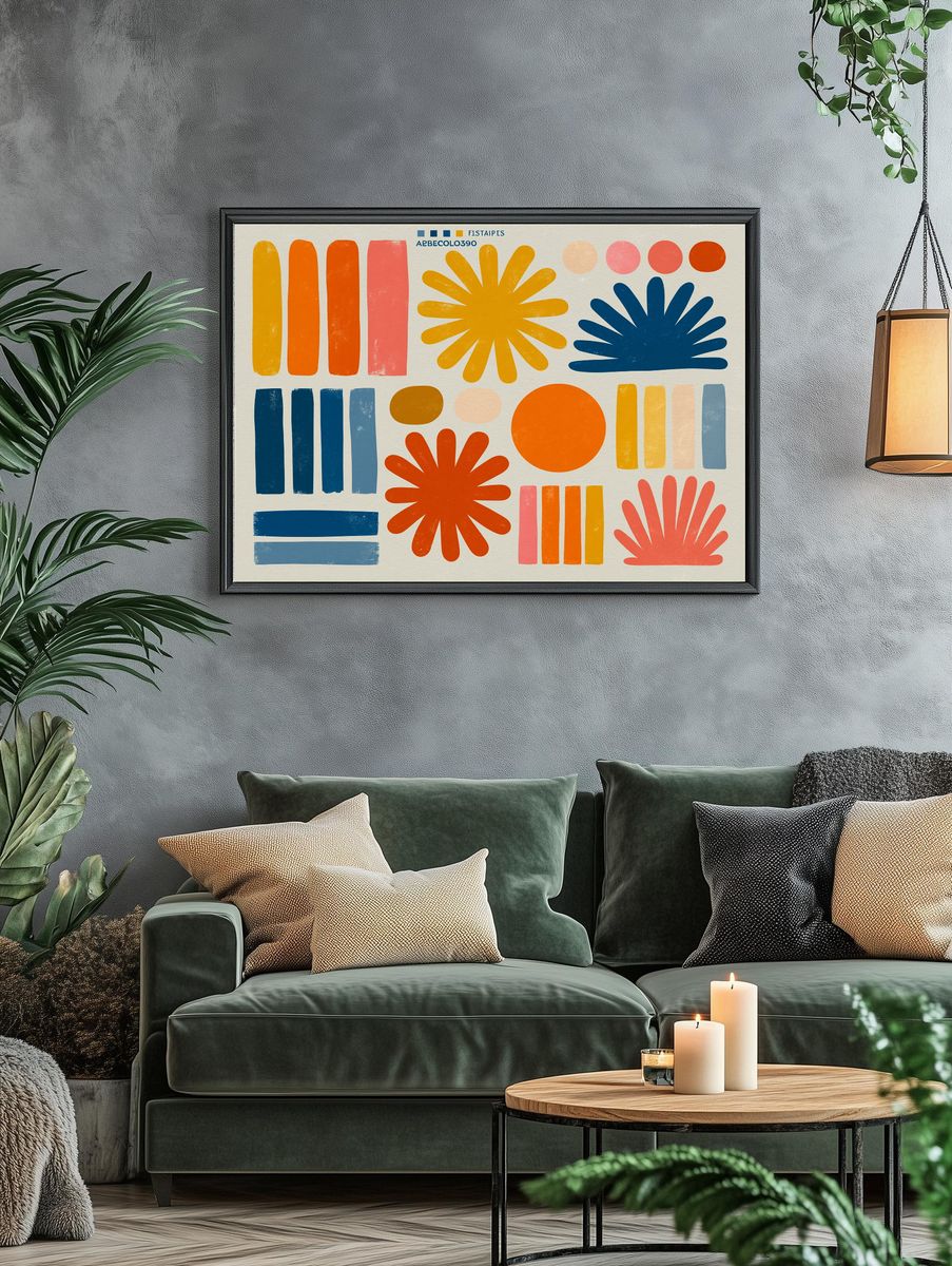 Retro Geometric Color Blocks Poster. — room view 4