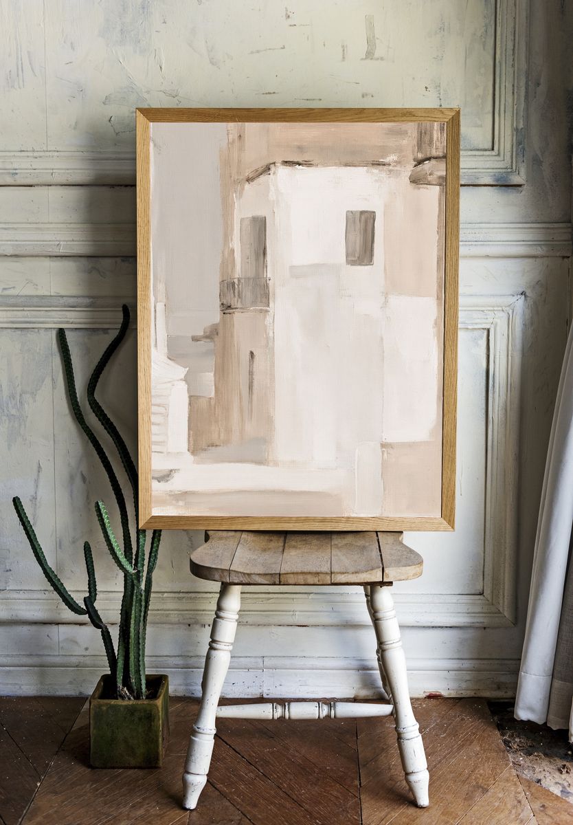 Neutral Abstract Blocks Poster. room preview