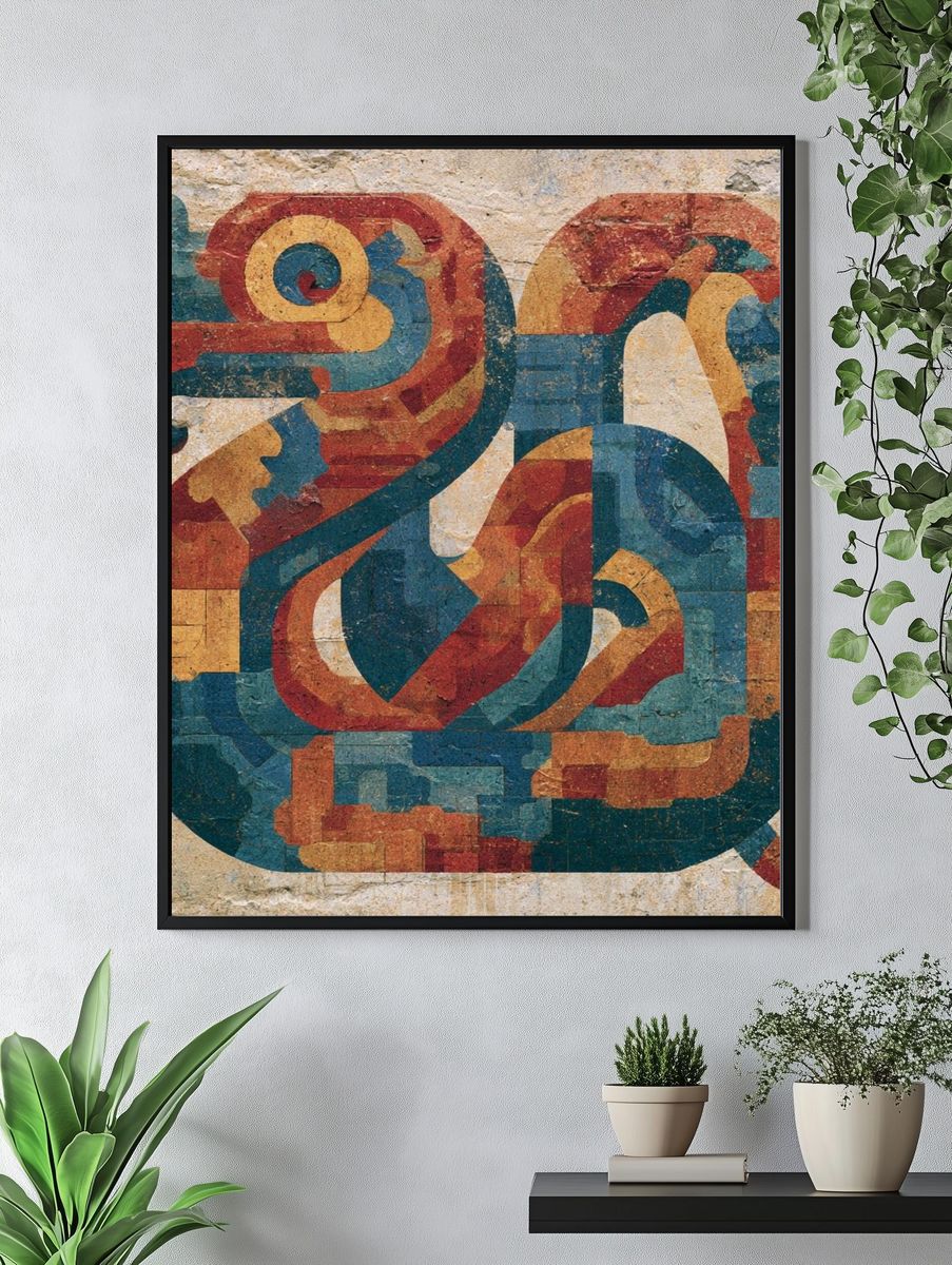 Abstract Geometric Mural Poster. — room view 4