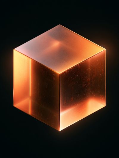 Glowing Amber Cube Abstract Poster. poster