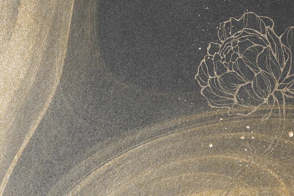 Outline flower decoration gold glitter. poster detail