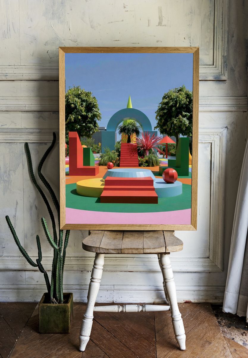 Colorful Geometric Garden Poster. — room view 1