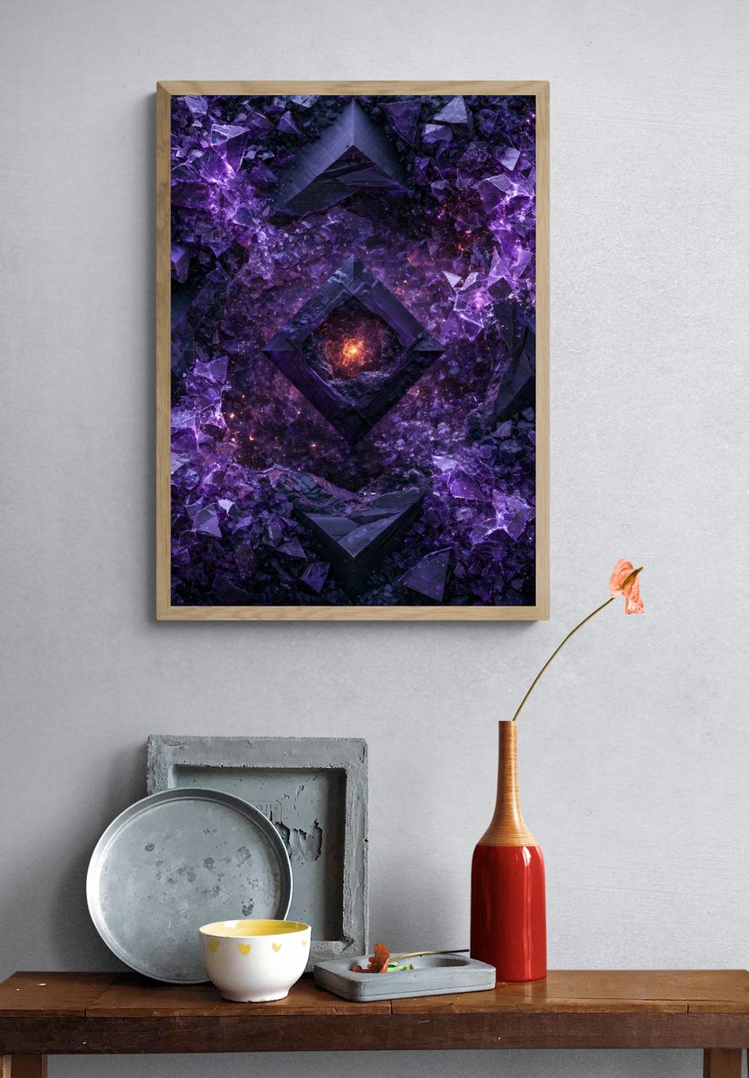 Cosmic Purple Crystal Abstract Poster. — room view 3