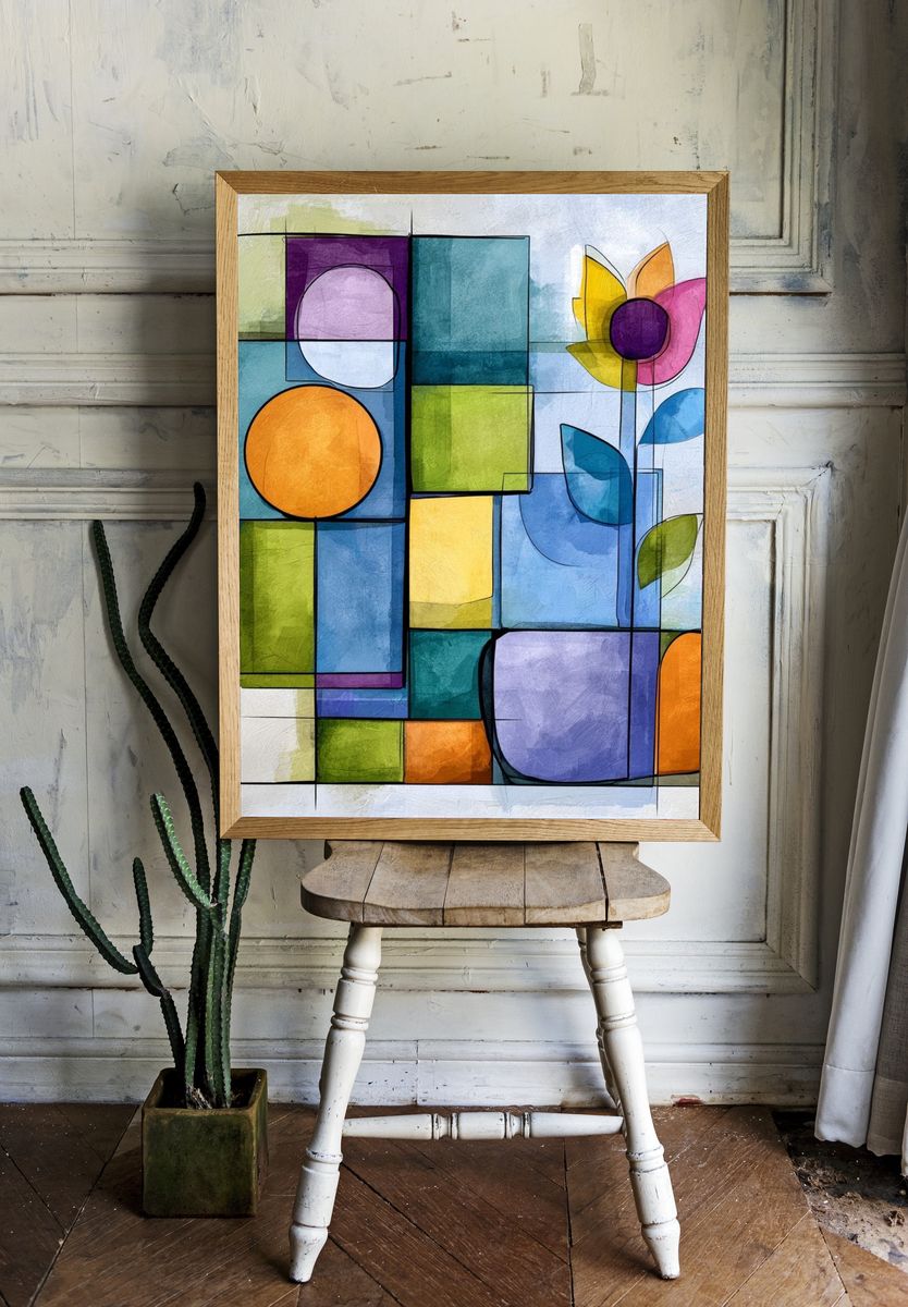 Geometric Floral Abstract Poster. room preview