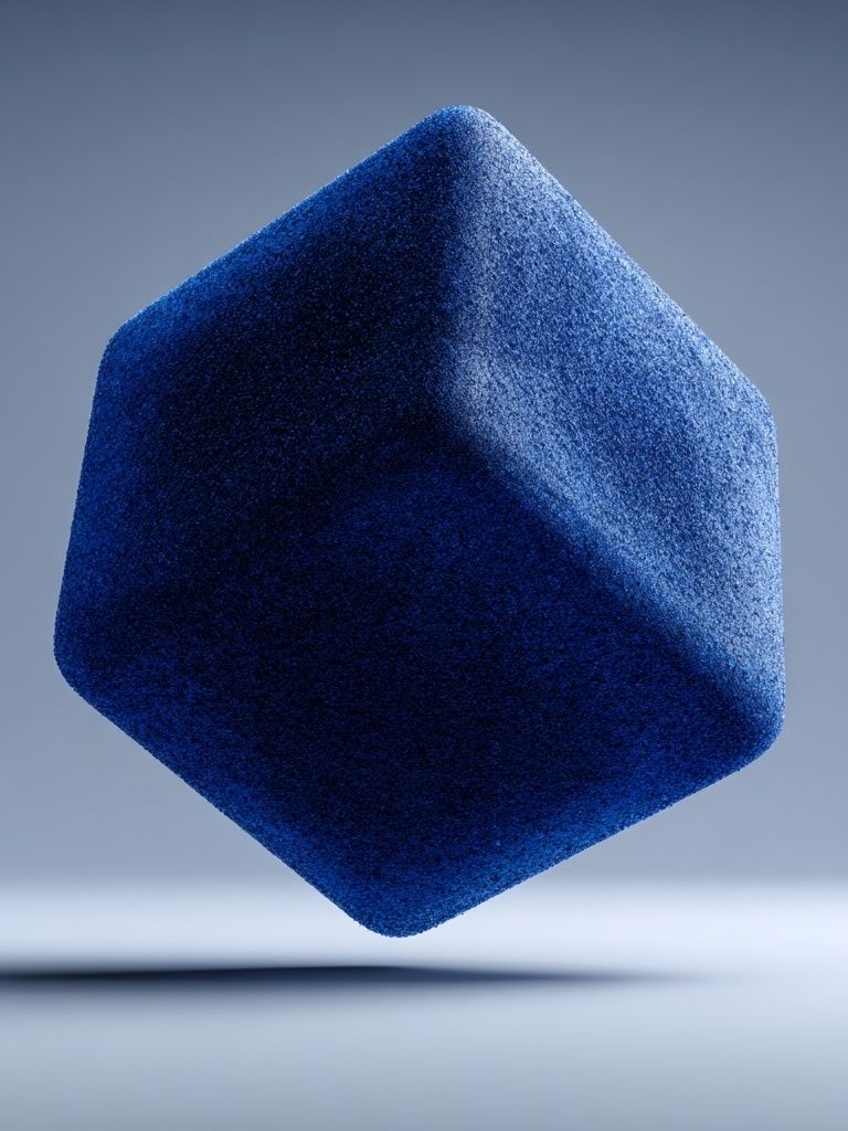 Floating Blue Cube Abstract Poster. poster — abstract art