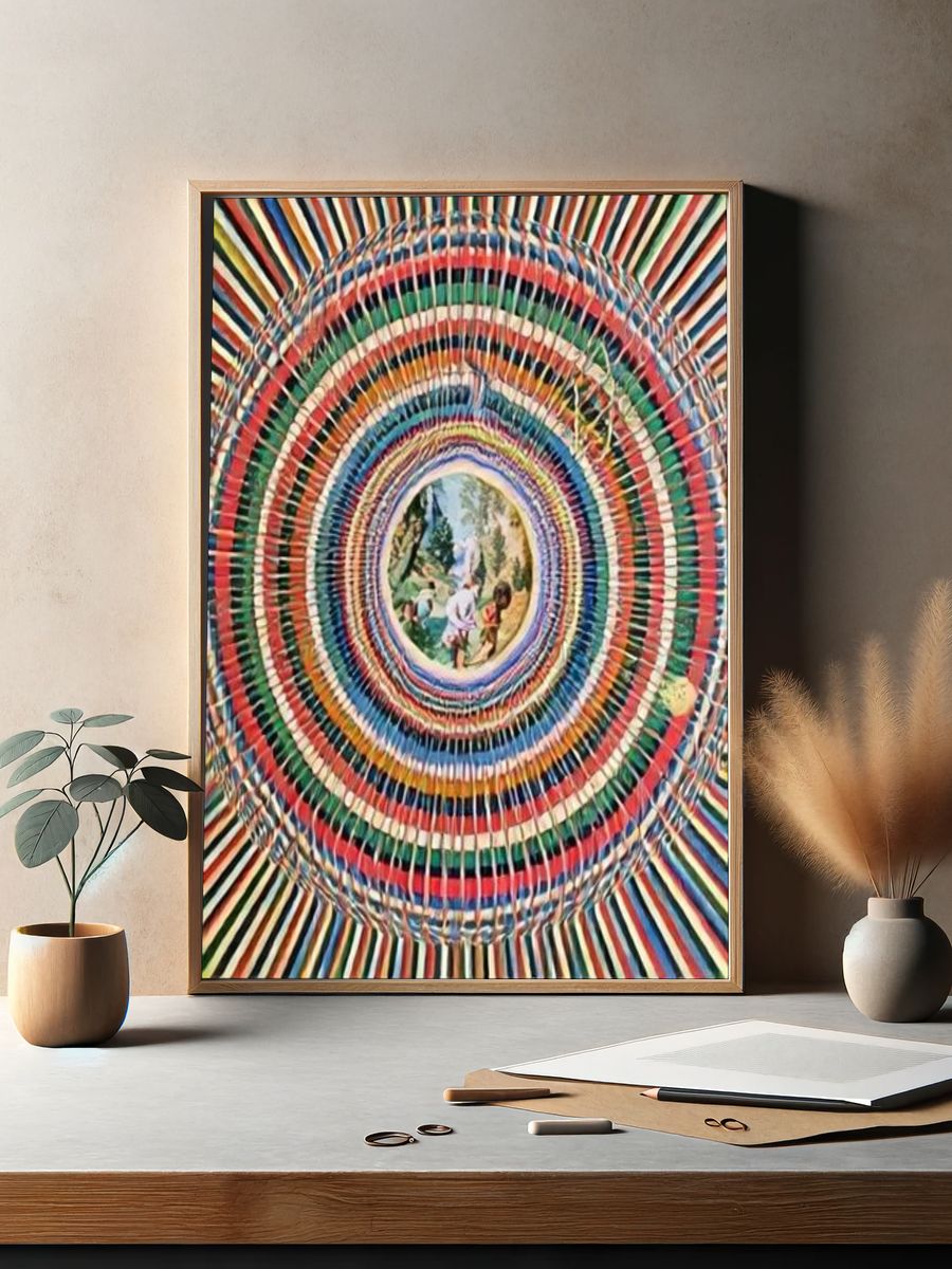 Colorful Circular Weave Poster. — room view 2