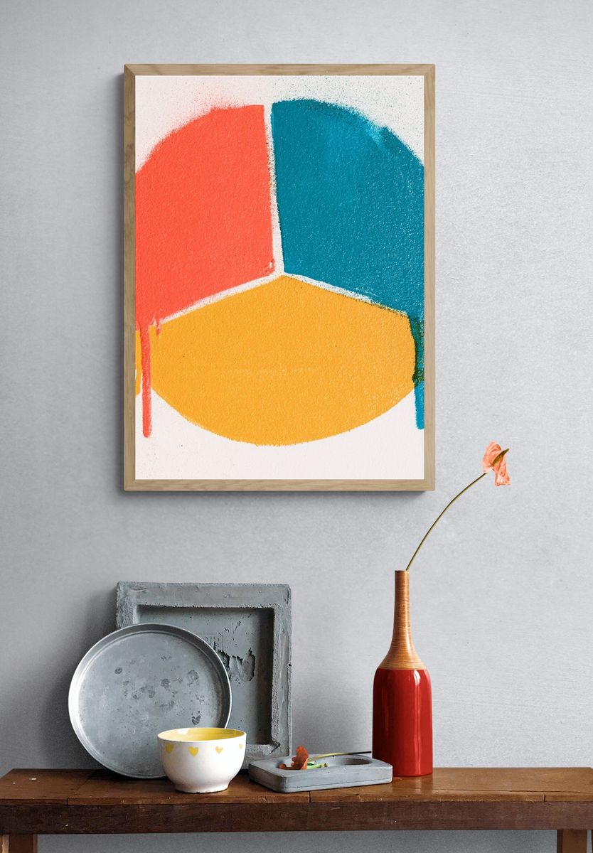 Color Block Circle Abstract Poster. — room view 3