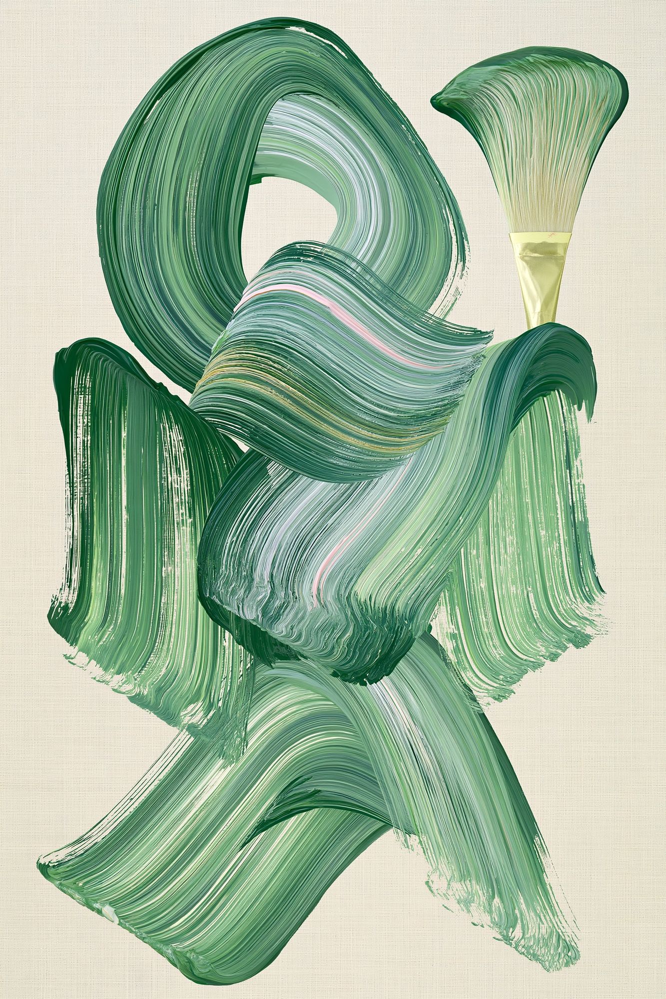 Emerald Brushstroke Abstract Poster. poster detail