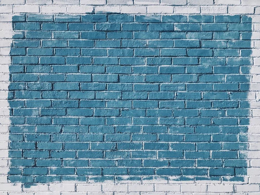 Blue painted rectangle painted white. poster detail