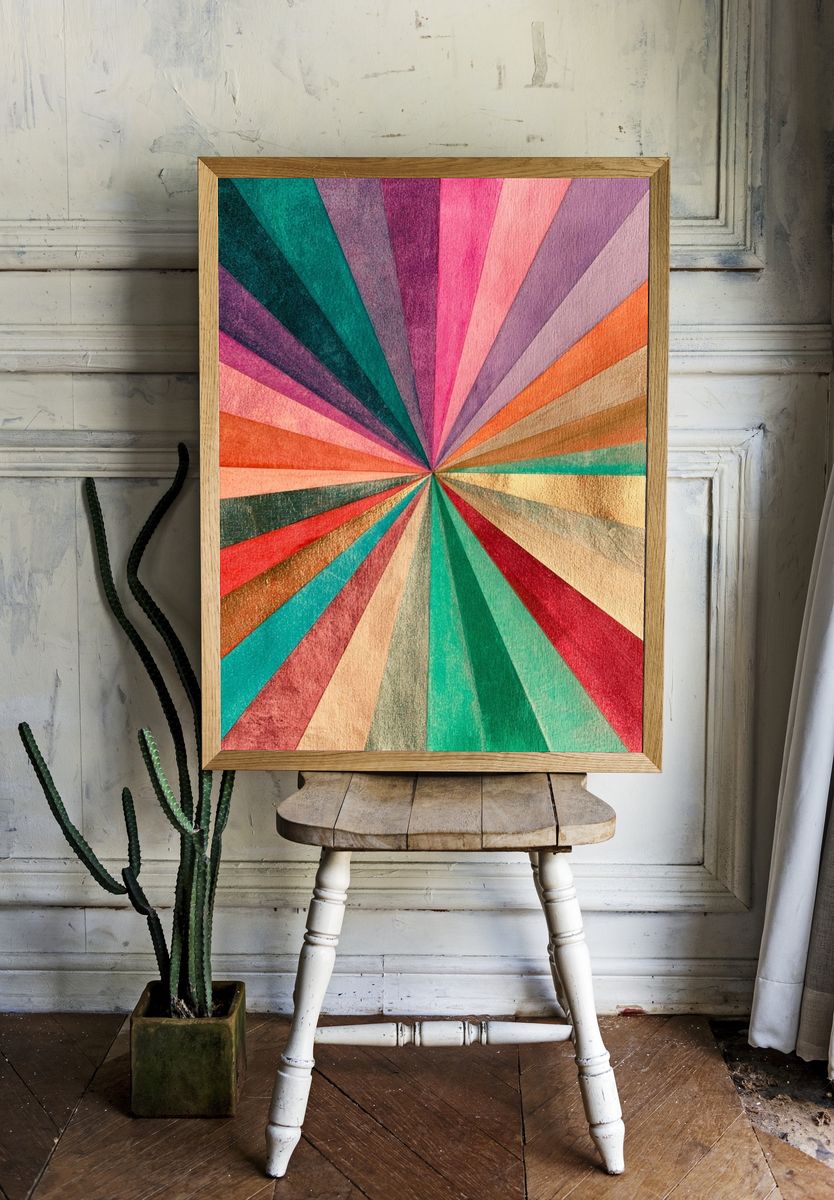 Color Burst Geometric Abstract Poster. room preview