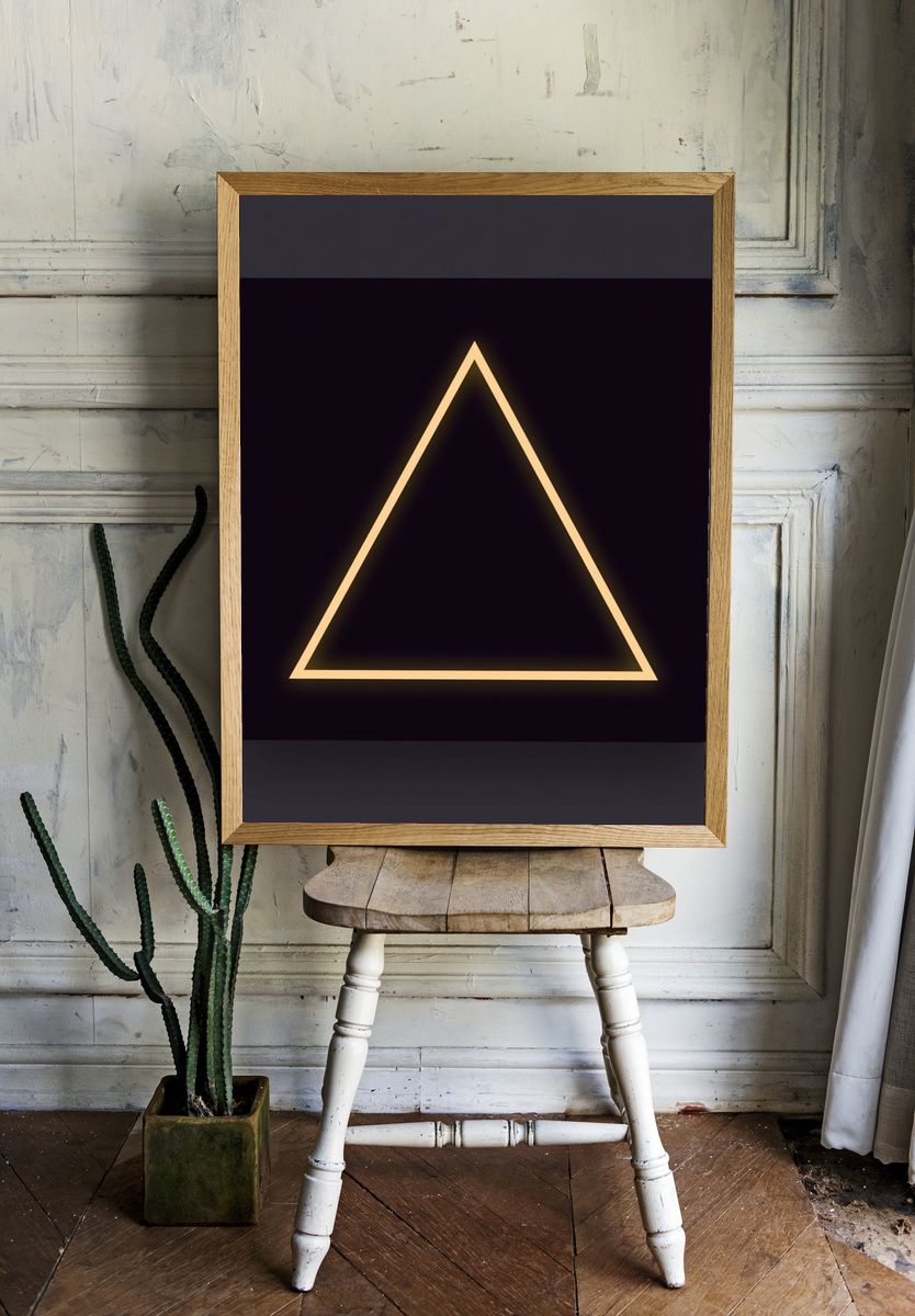 Glowing Triangle Minimalist Poster. — room view 1