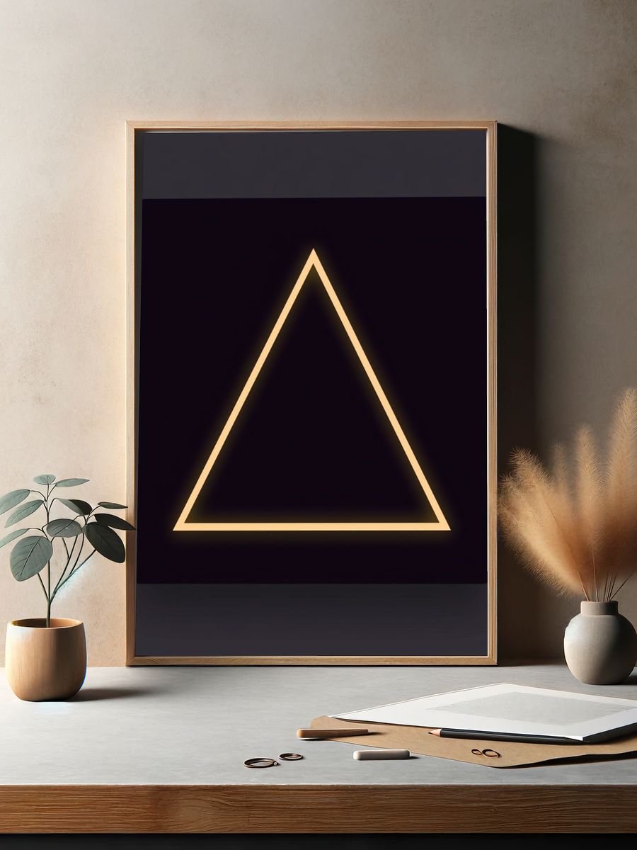 Glowing Triangle Minimalist Poster. — room view 2