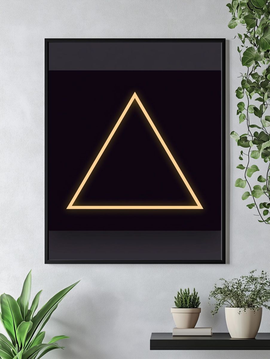 Glowing Triangle Minimalist Poster. — room view 4