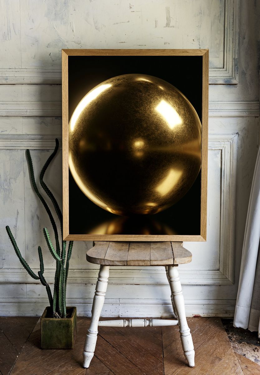 Golden Orb Abstract Poster. room preview