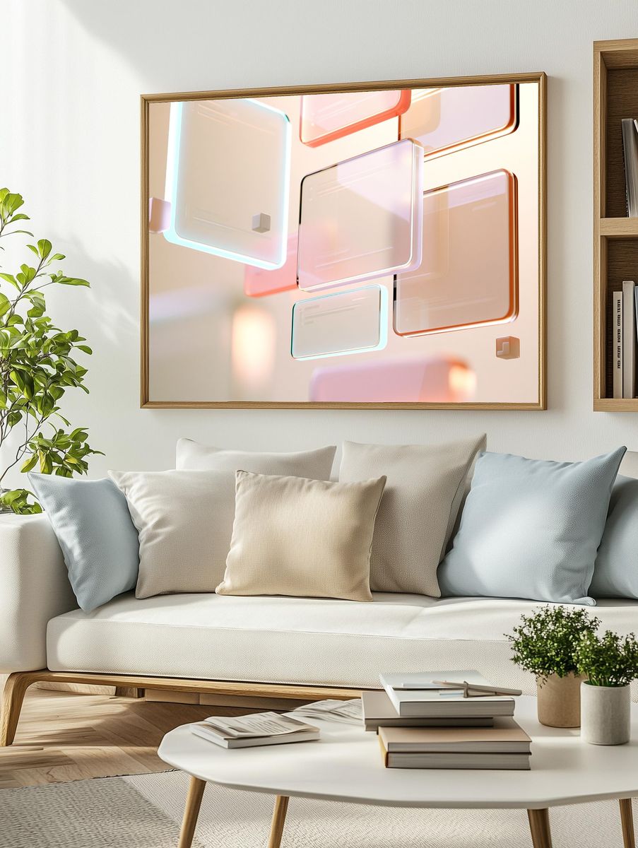 Pastel Glass Geometry Abstract Poster. — room view 2