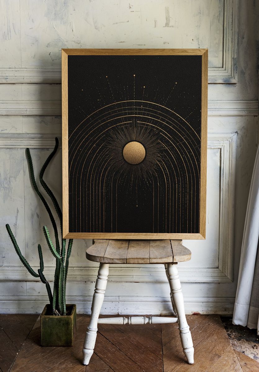 Golden Orb Abstract Poster. — room view 1
