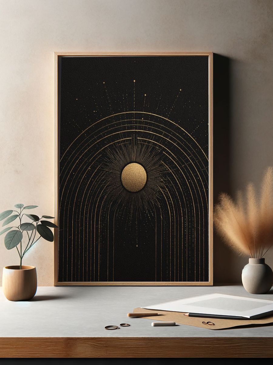 Golden Orb Abstract Poster. — room view 2