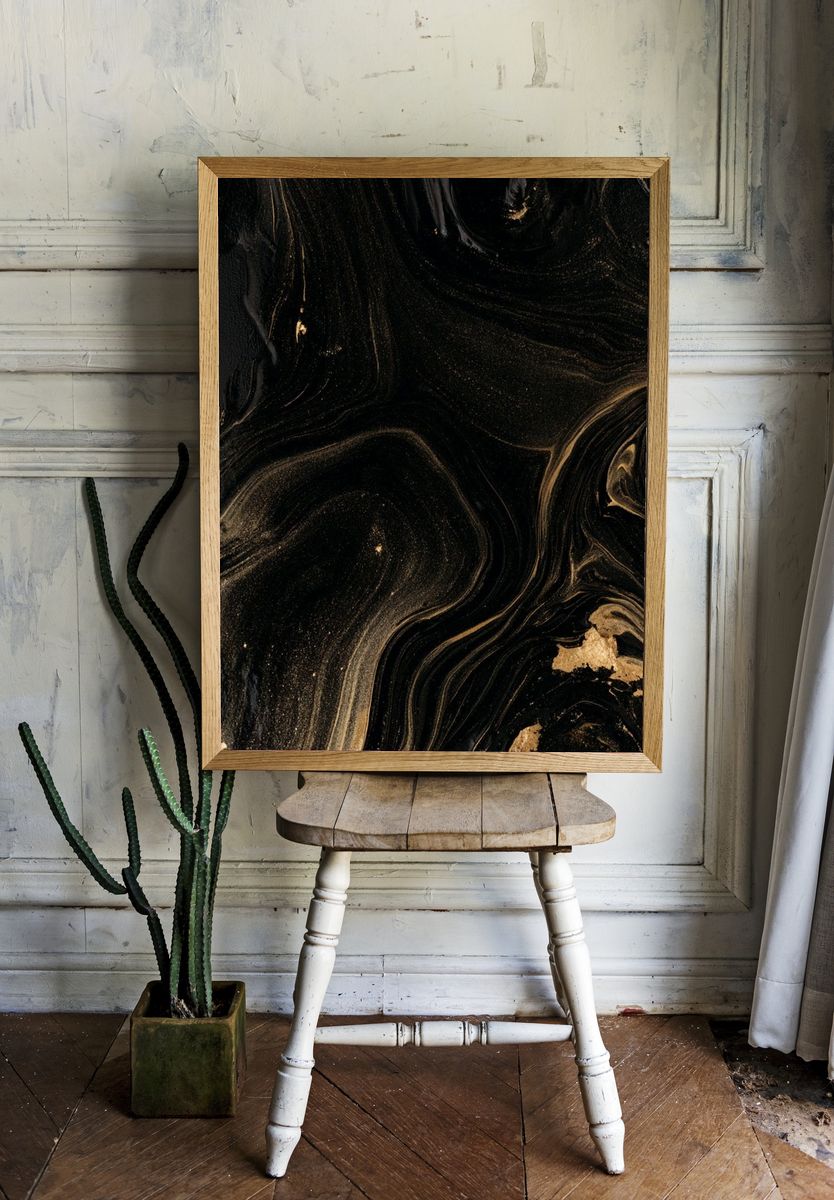 Black and Gold Marble Abstract Poster. room preview