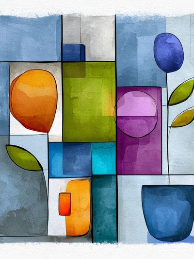 Geometric Watercolor Abstract Poster.