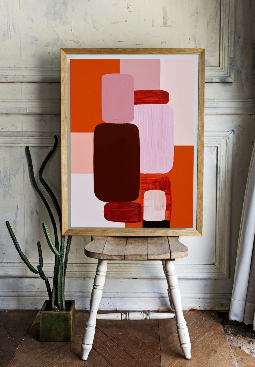 Geometric Blocks Abstract Poster. room preview