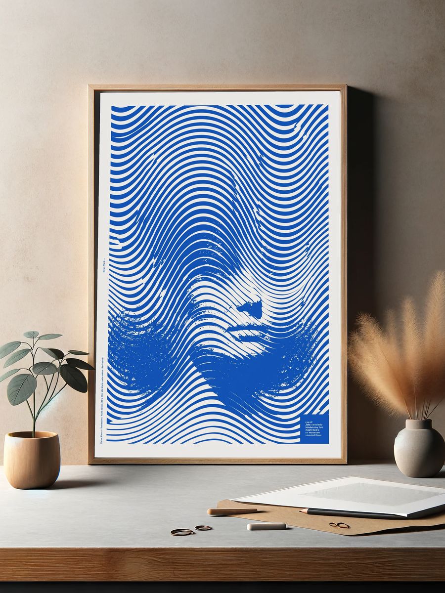 Blue Wave Optical Abstract Poster. — room view 2