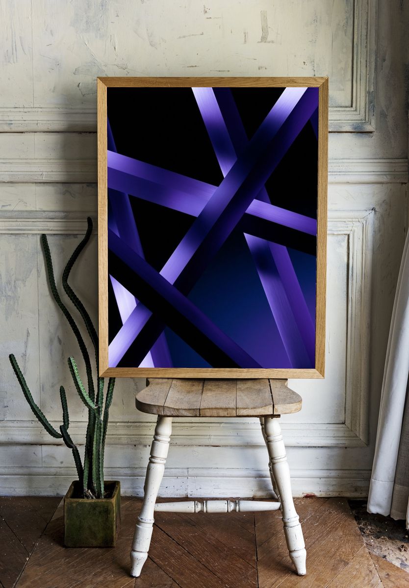 Purple Neon Geometry Poster. room preview