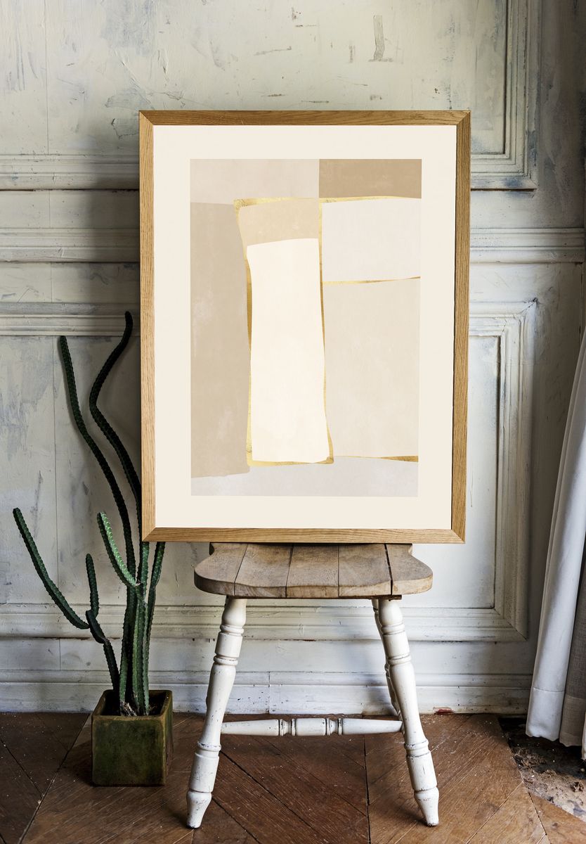 Neutral Gold Abstract Poster. room preview