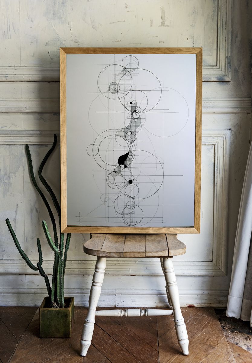 Geometric Circle Study Abstract Print. room preview