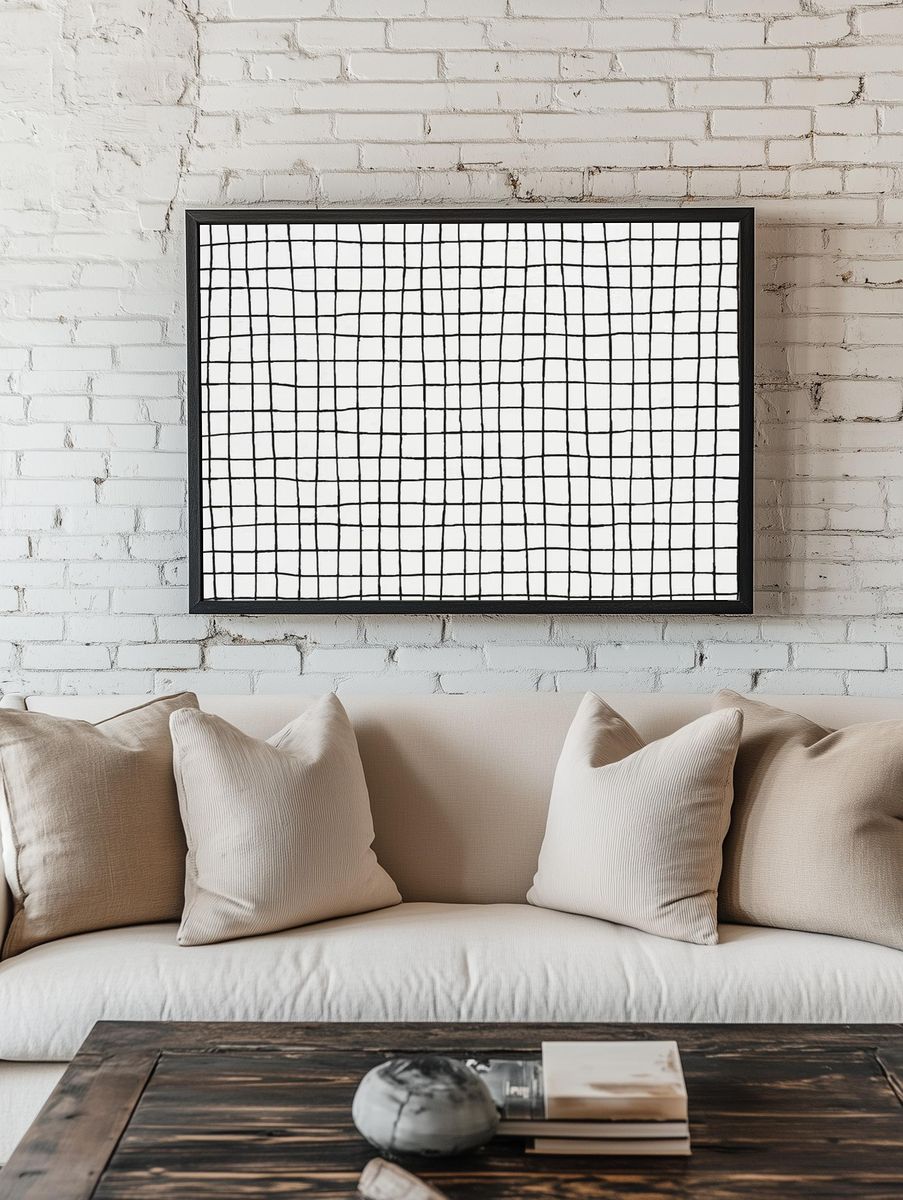 Grid desktop wallpaper, simple black. — room view 1
