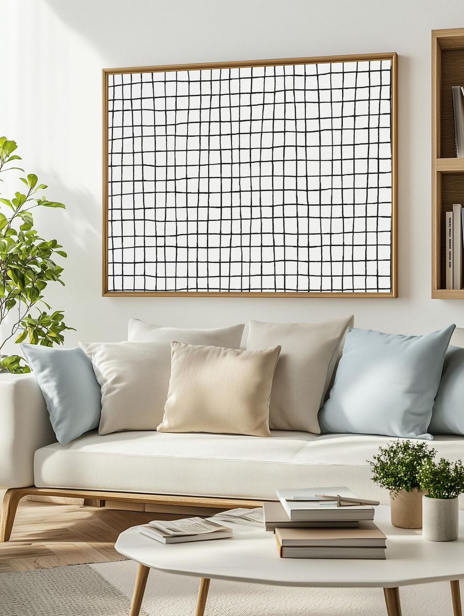 Grid desktop wallpaper, simple black. — room view 2