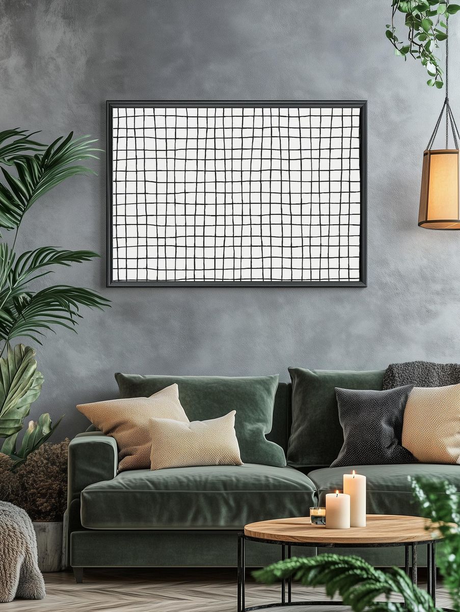 Grid desktop wallpaper, simple black. — room view 4
