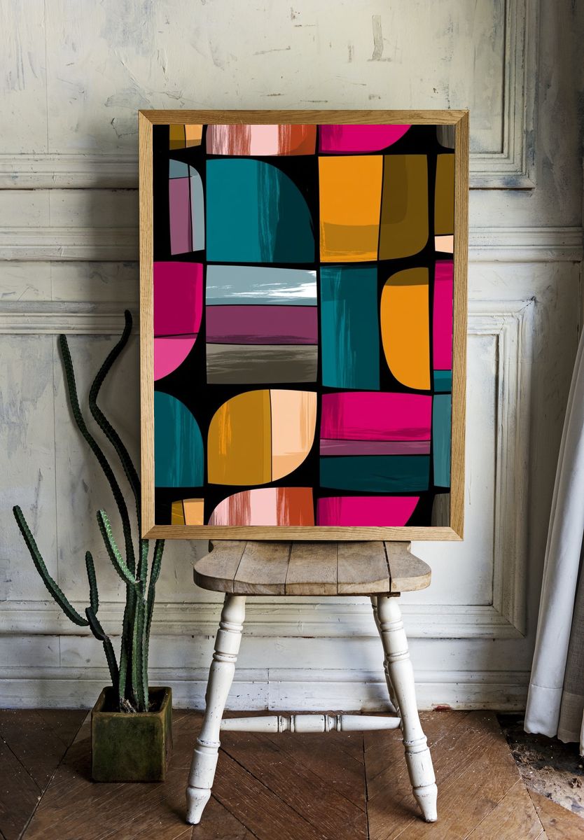 Color Block Mosaic Abstract Poster. room preview