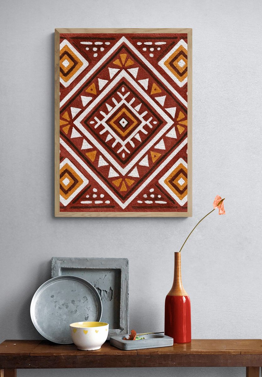 Geometric Tribal Pattern Poster. — room view 3