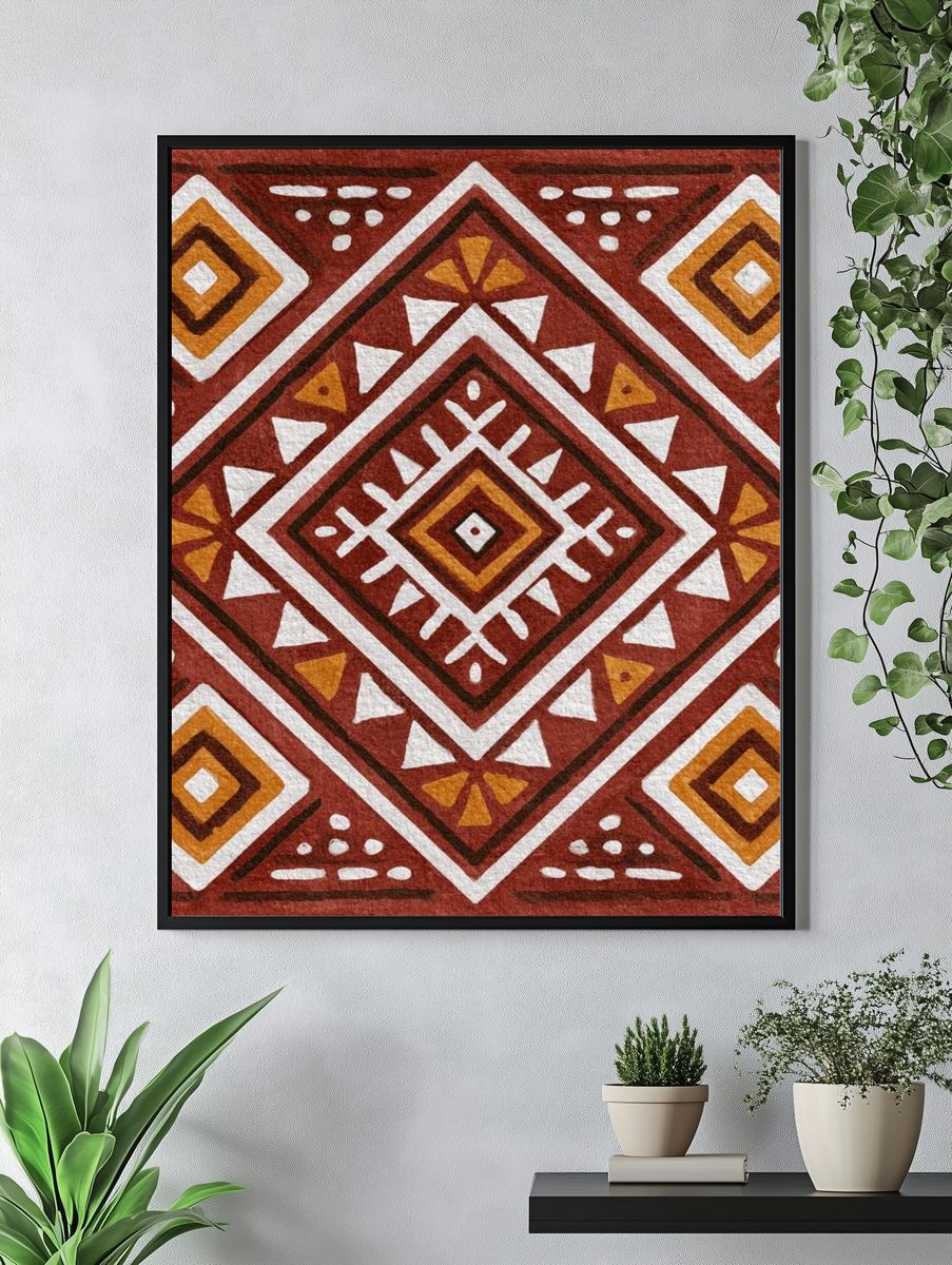 Geometric Tribal Pattern Poster. — room view 4