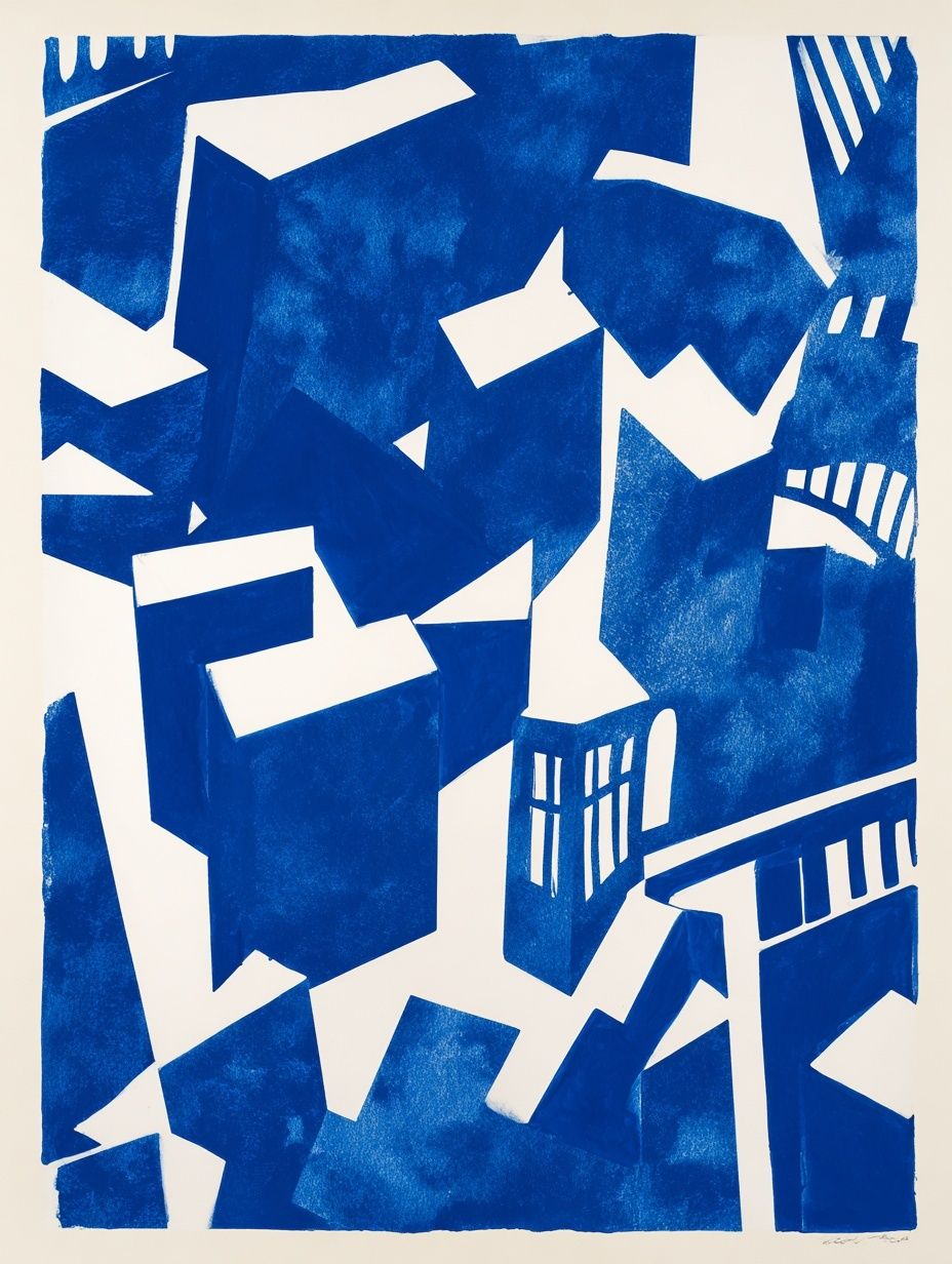 Blue Geometric Abstract Poster. poster — abstract art