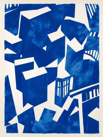 Blue Geometric Abstract Poster. poster