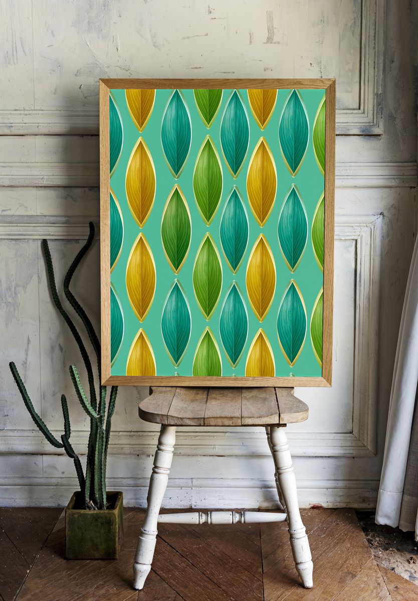 Leaf Pattern Abstract Print. — room view 1