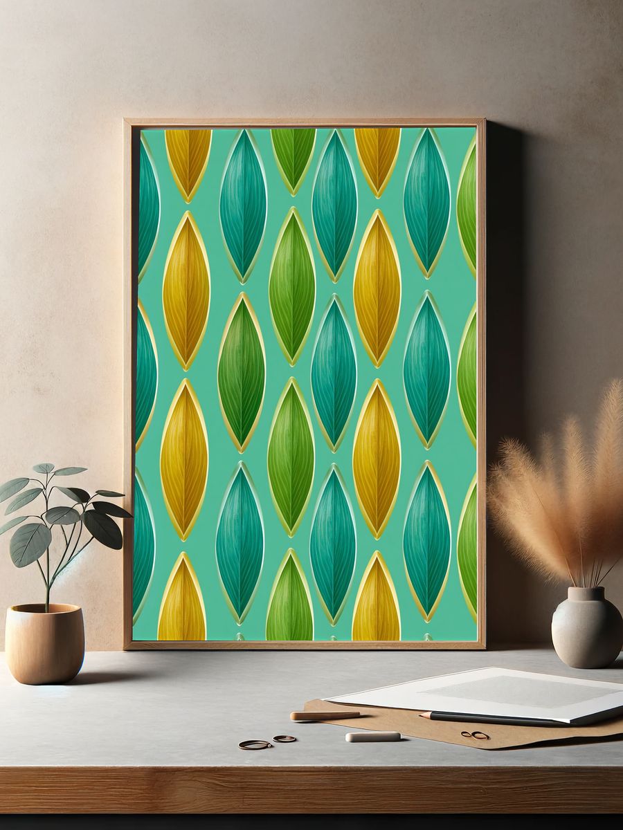 Leaf Pattern Abstract Print. — room view 2