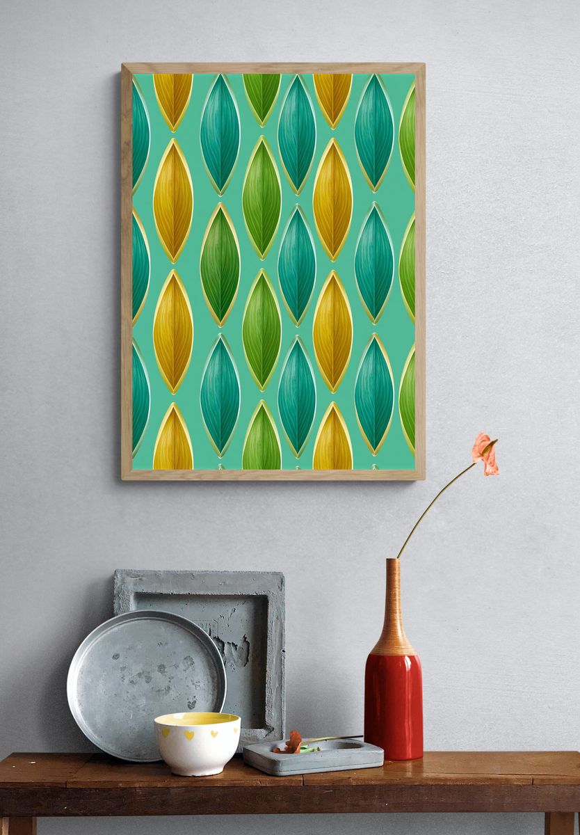 Leaf Pattern Abstract Print. — room view 3