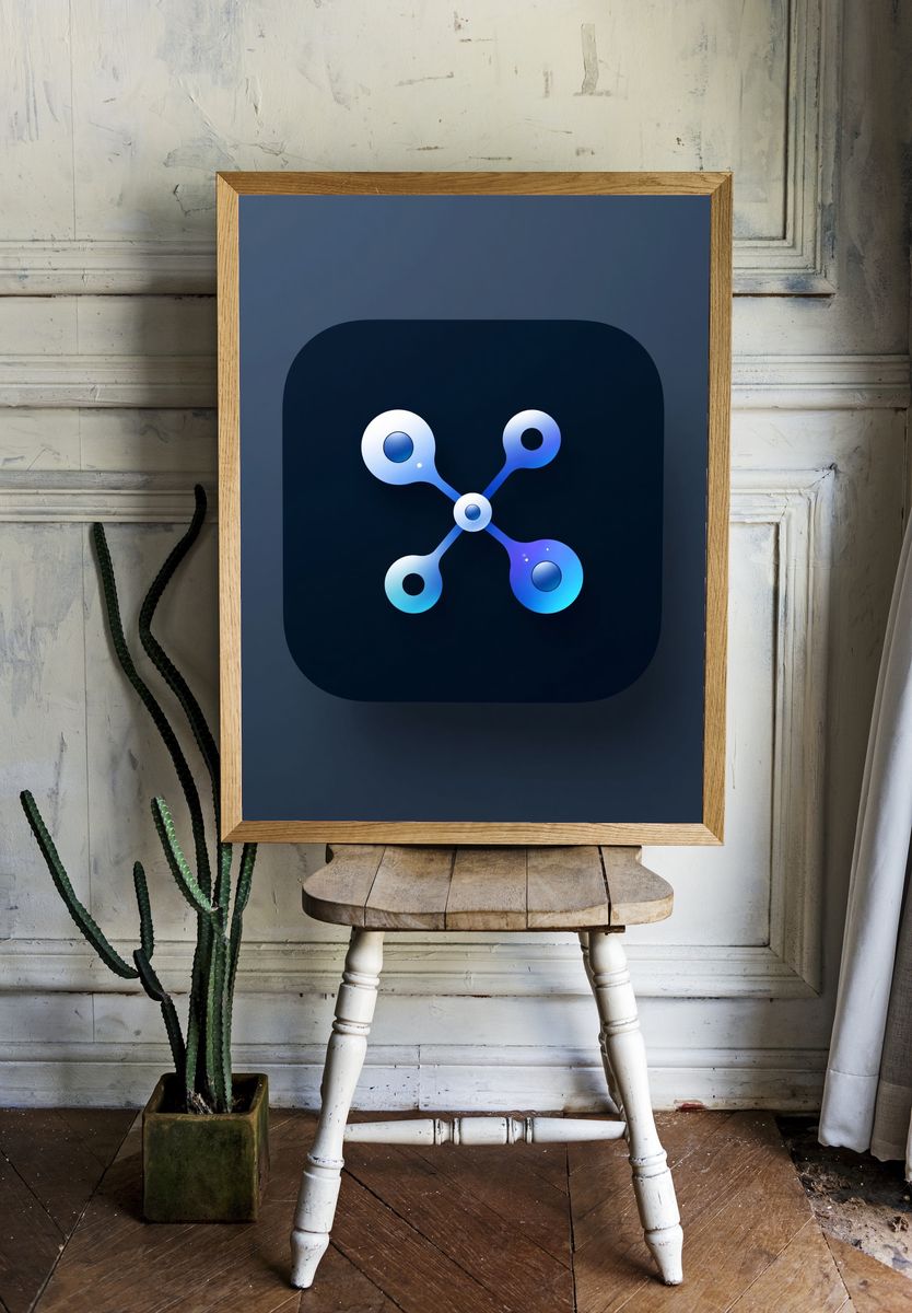 Blue Molecular Network Abstract Poster. — room view 1