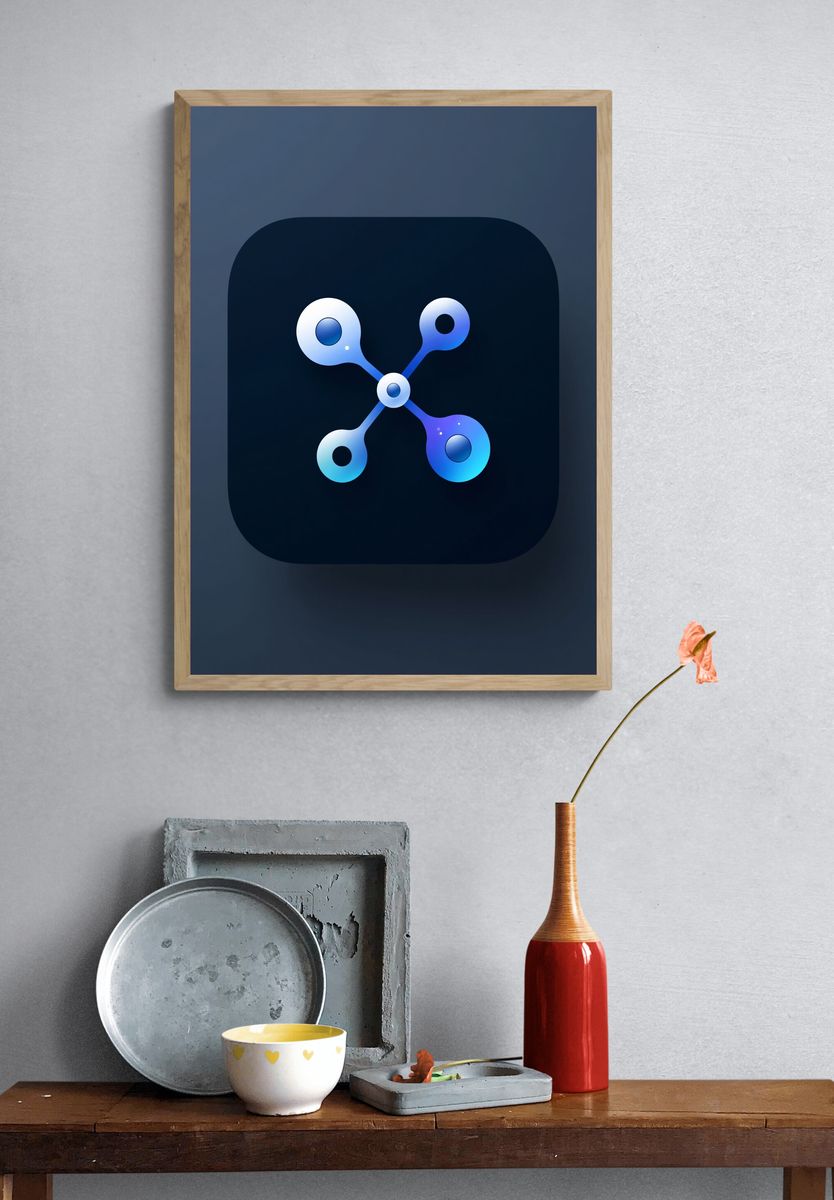 Blue Molecular Network Abstract Poster. — room view 3