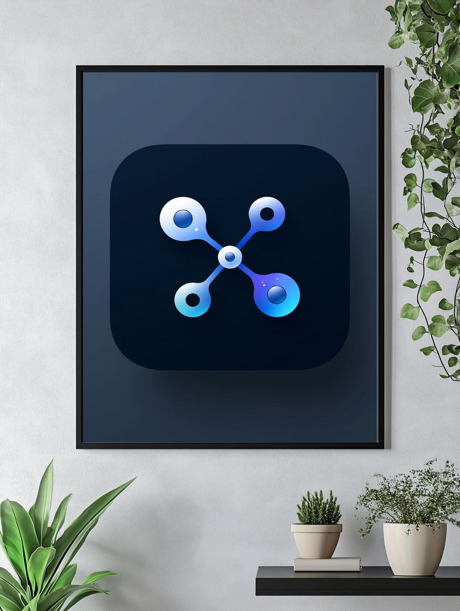 Blue Molecular Network Abstract Poster. — room view 4