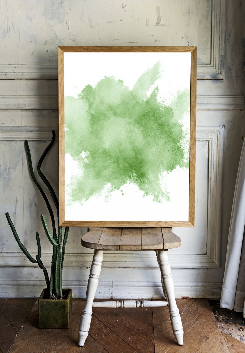 Green Watercolor Splash Poster. room preview